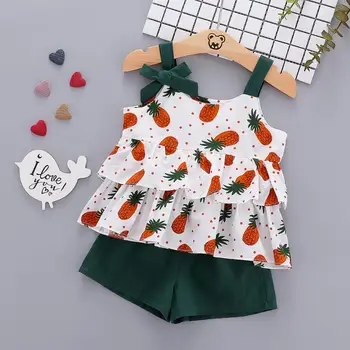 

2020 Baby Girl Outfit Set Summer Fruit Print Camisole Shorts Two-Piece Suit Baby Girl Cloths