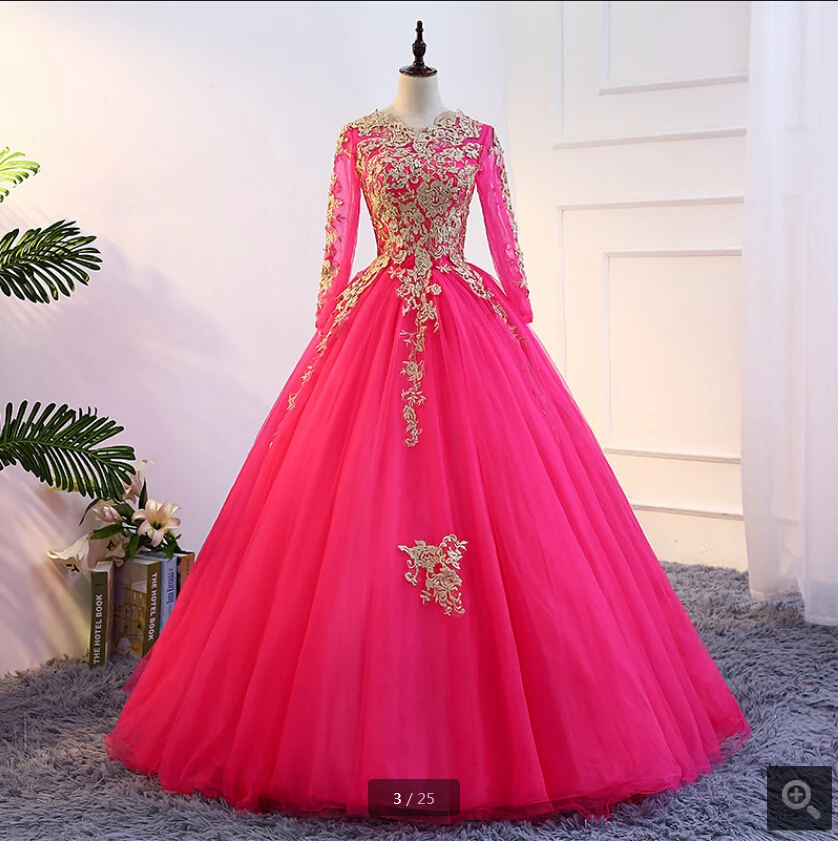 robe de soiree красное бальное платье с длинным рукавом Выпускные платья золотистые кружевные аппликации с жемчугом торжественные платья для выпускного горячая распродажа