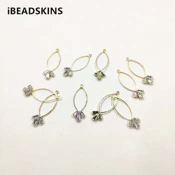 

New arrival! 32x11mm 50pcs Zircon oval shape charm/Connectors for earrings/earrings accessories/Earring parts DIY