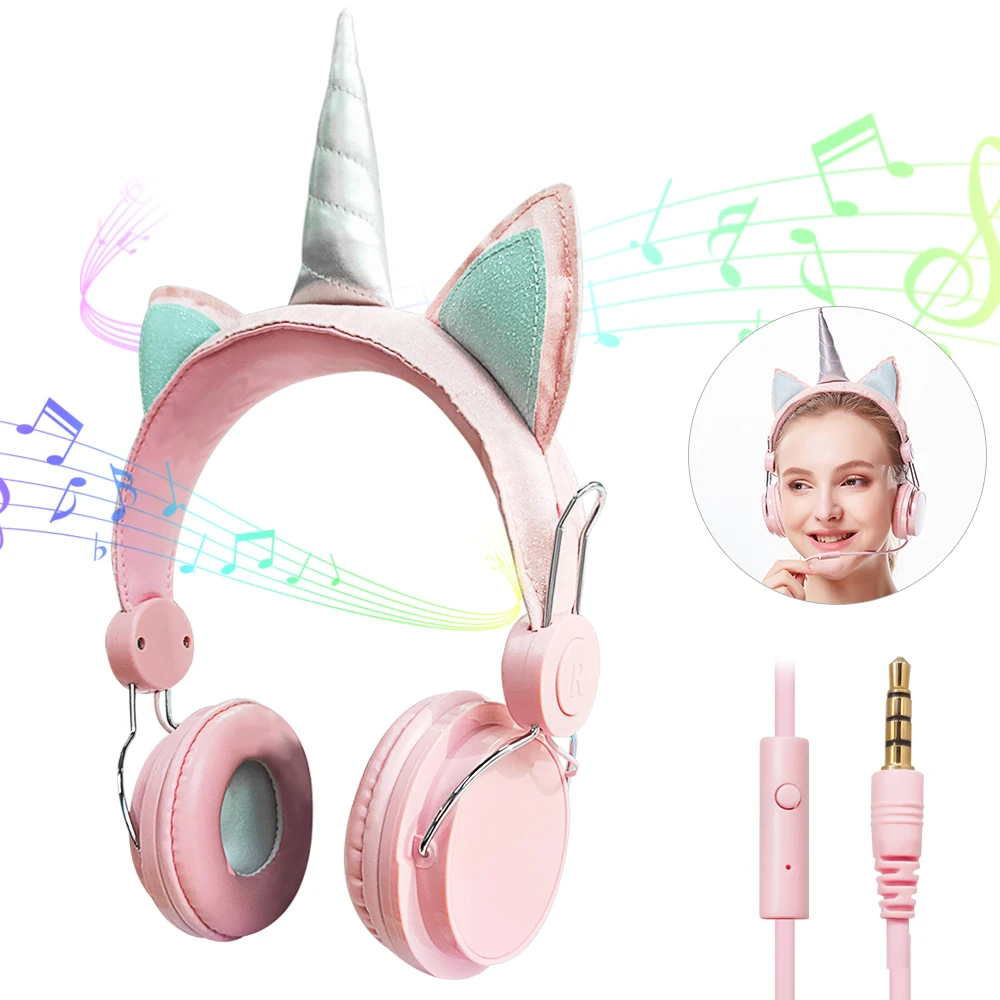 Women Unicorn Wired Headphones Earphones Kids Music Headset 3 5mm Jack Gaming Headphones For Mobile Phone Computer Girl Gifts