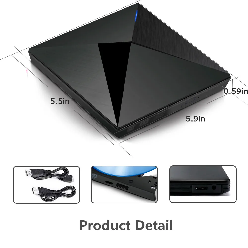 KuWFi Внешний USB3.0 привод CD DVD Usb Оптический привод DVD RW CD писатель CD/DVD Rom плеер горелки для ноутбука/ПК