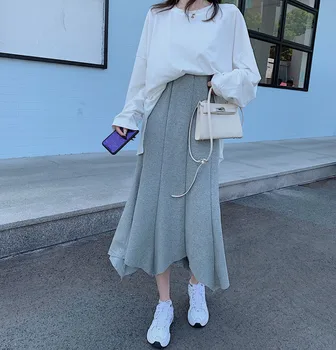 

Office Lady Skirt Women High Waist Irregular Wild Fishtail Skirts Female Vintage Maxi Elegant 2 Colors