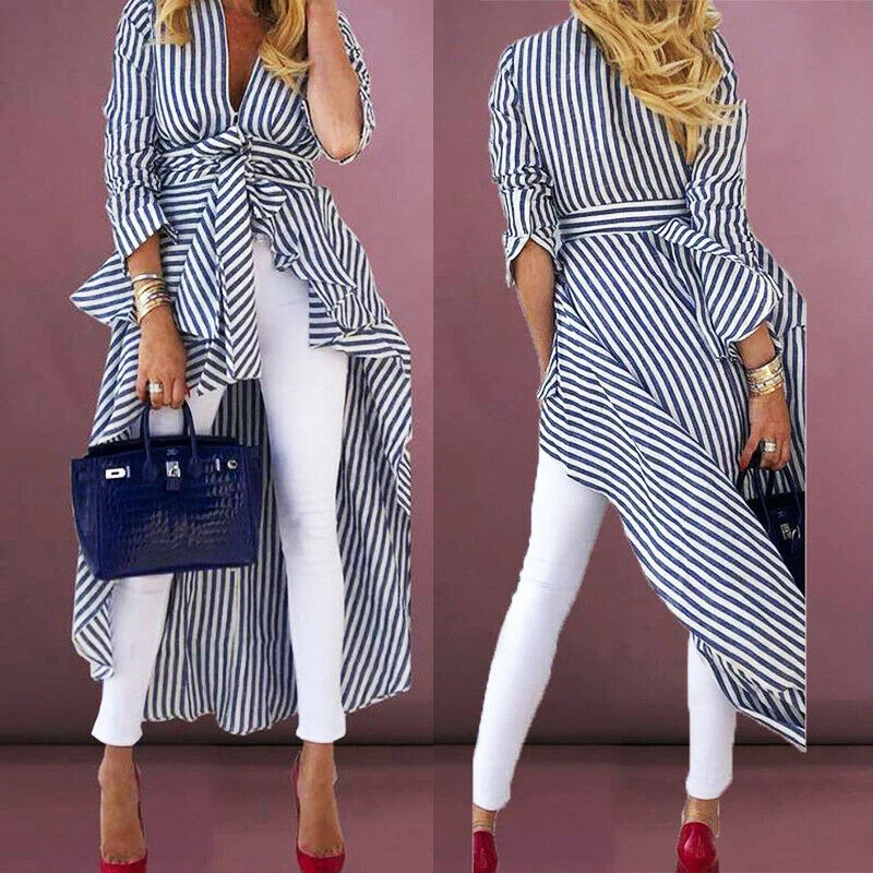 

Elegant OL Shirt Autumn Women V Neck Long Sleeve Tops Casual Lady Striped Printing Shirt Long Women Blouse Bow Bandage Shirts