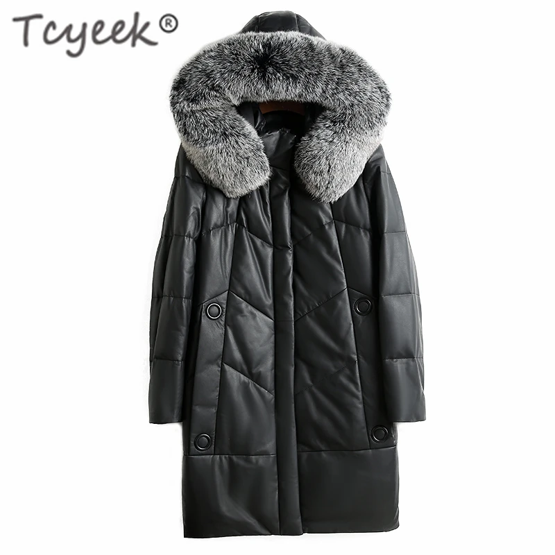 Женское пальто из натуральной овечьей кожи Tcyeek женская зимняя куртка
