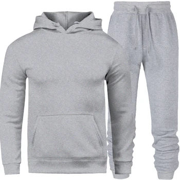 

Men's cotton sweatshirt sports fleece 2019 gym spring jacket + pants casual men's track suit sportswear fitness
