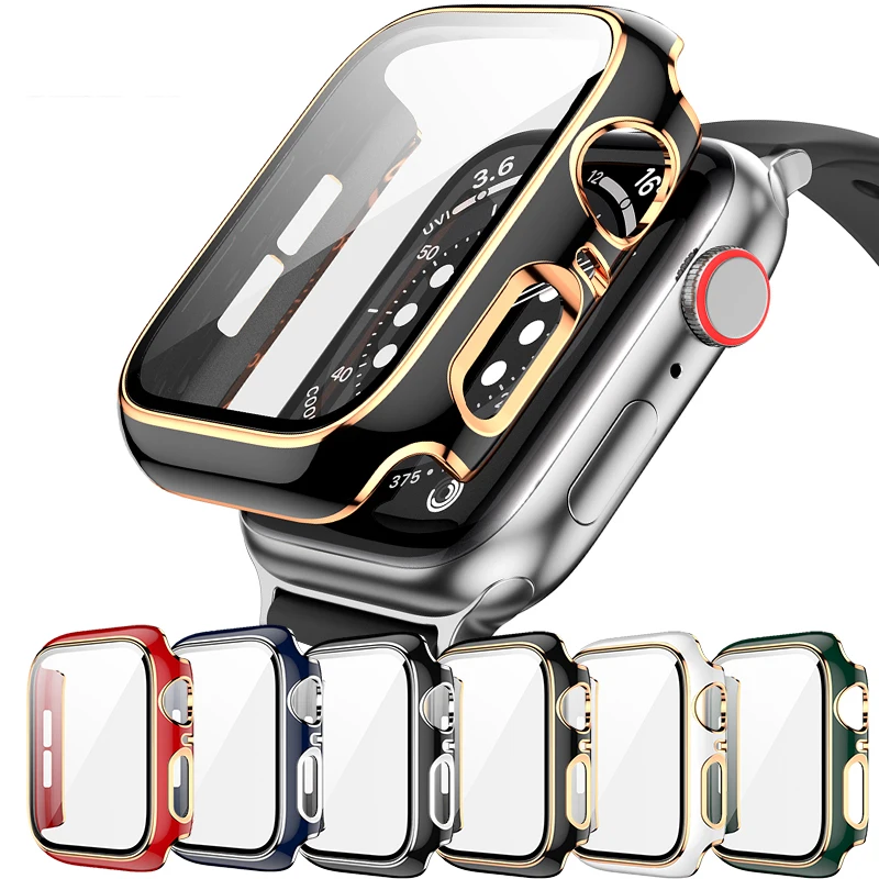 Protector de pantalla completa para Apple watch, carcasa dura mate para 38/40/42/44mm, película de vidrio templado, Iwatch 6/SE/5/360, 4/3
