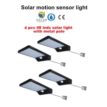 2/4pcs 48 leds Street Lights Solar Outdoor Garden Lamp PIR Motion Sensor Wall Lamps Waterproof Patio Yard Path Night Lighting se