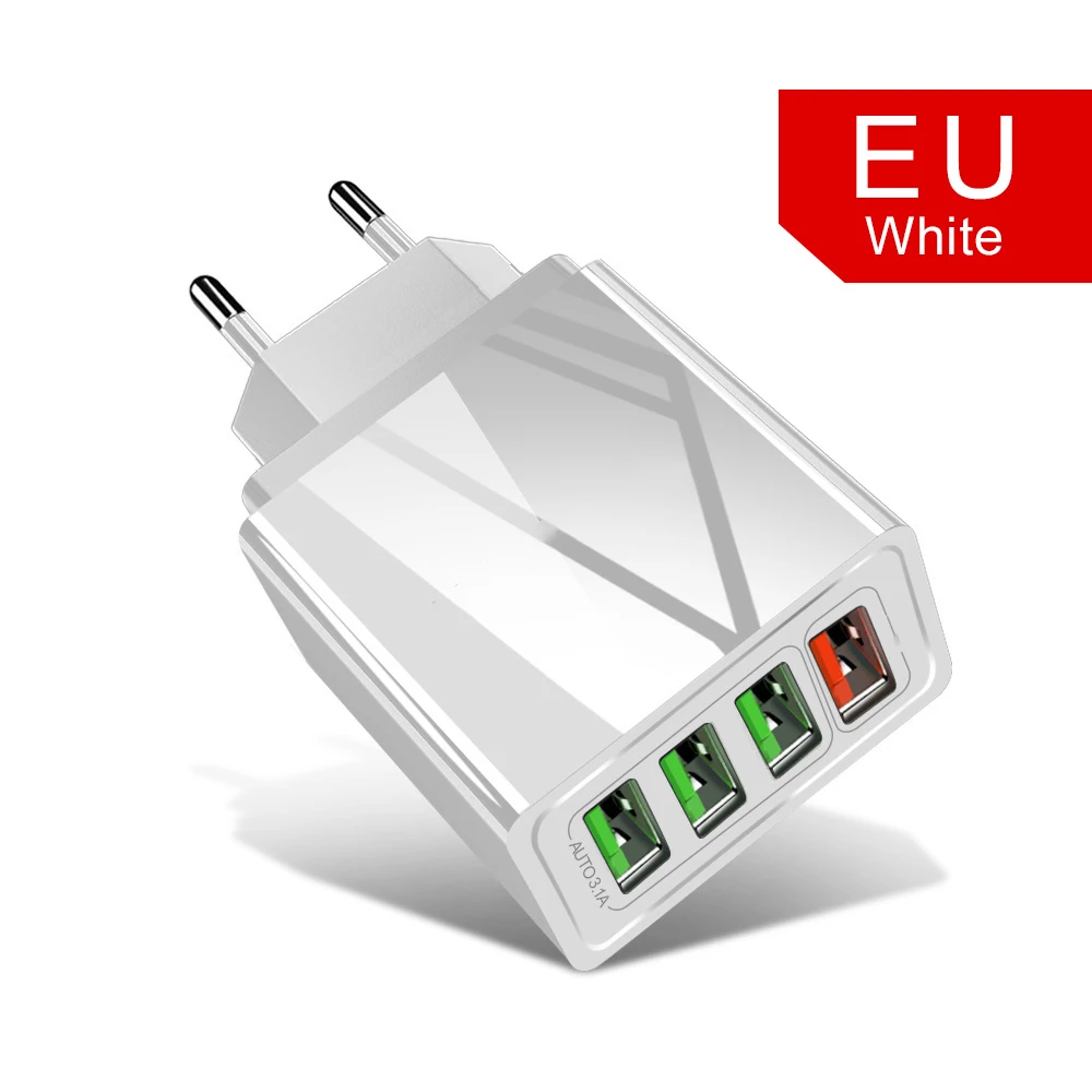 ROCK Quick Charge 3,0 USB зарядное устройство для телефона 48 Вт быстрое зарядное устройство для iPhone X XS samsung S9 huawei 4 порта настенное зарядное устройство - Тип штекера: EU White