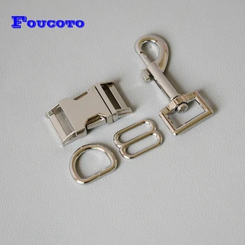 

20 set silver metal adjustmen buckle 20mmt swivel lobster clasp d-ring for bag pet collar strap DIY accessories flat hardware