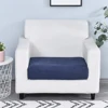 Sofa Seat Cushion Cover Elastic Solid Color Pets Kids Furniture Protector Polar Fleece Stretch Washable Removable Slipcover 3