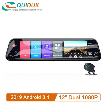 

Newest 12" Android 8.1 2G+32G Rear View Mirror Car DVR GPS Navigation Mirror Dual 1080P Recorder 4G Wifi ADAS Driving Recorder