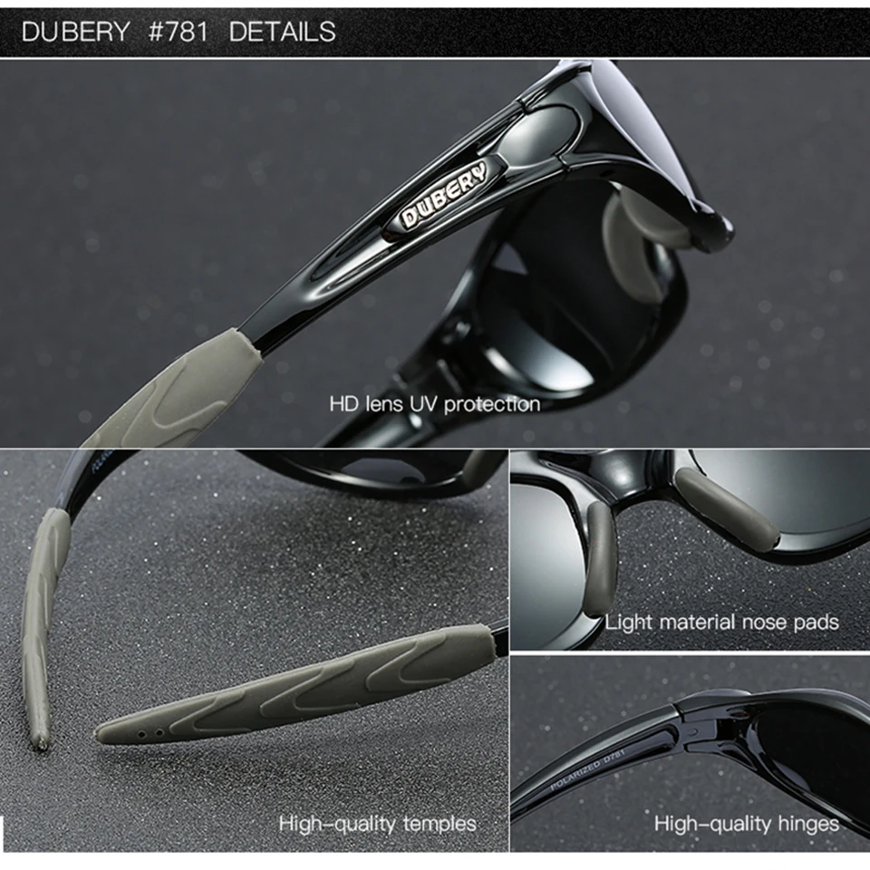 DUBERY бренд дизайнерские армейские очки поляризованные солнцезащитный очки мужские блокировки, солнцезащитные очки для вождения автомобиля, черный глаз, стекло Мужские oculos de sol masculino