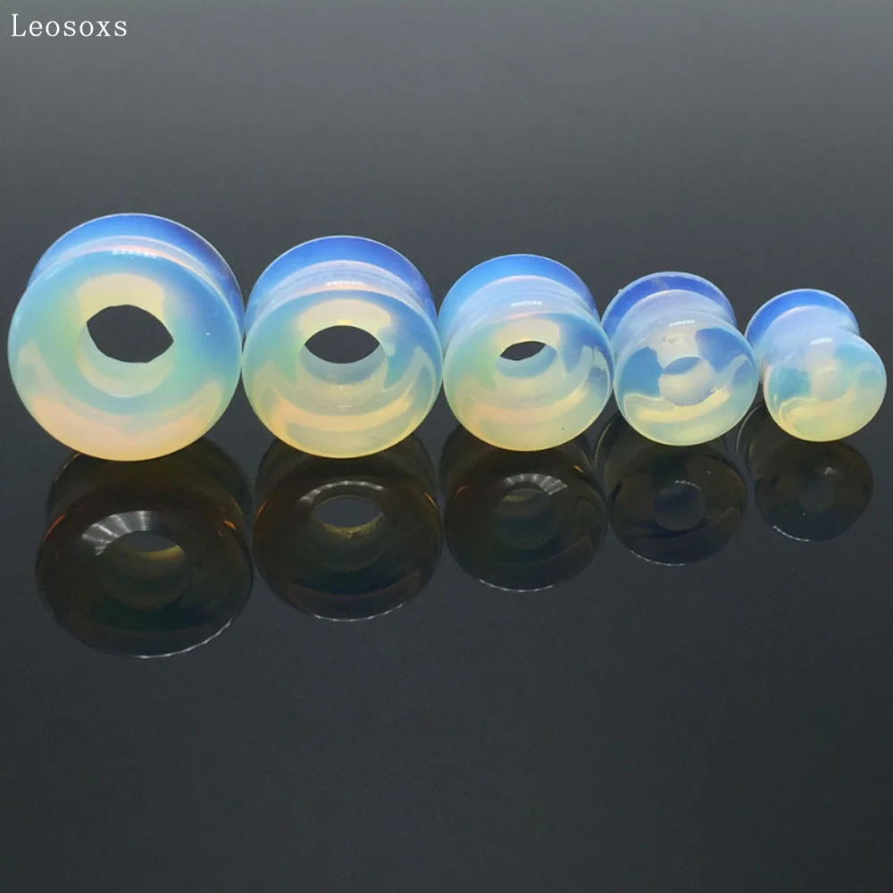 Leosoxs 2 Stuks Nieuwe Opaal Holle Steen Oor Expander 8Mm-16Mm Oor Expander Staaf Piercing Sieraden Oor Tunnel