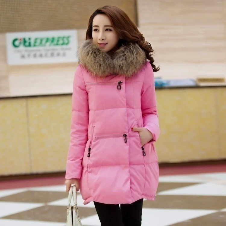 

Hot Sales Cotton-padded Clothes Women's Mid-length Large Fur Collar Korean-style Thick Large Size down Jacket Cotton-padded Clot