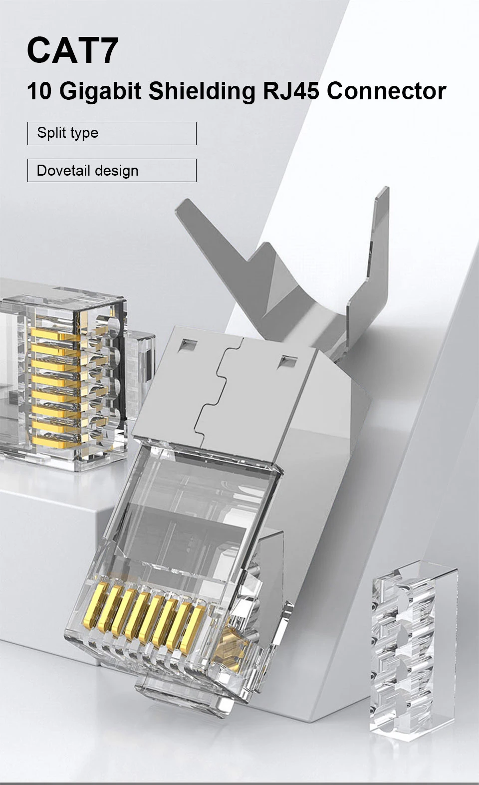 OMAY CAT6/7 CAT5 Pass Through RJ45 Modular Plug Network Connectors UTP 3/50μ Gold-Plated 8P8C Crimp End for Ethernet Cable