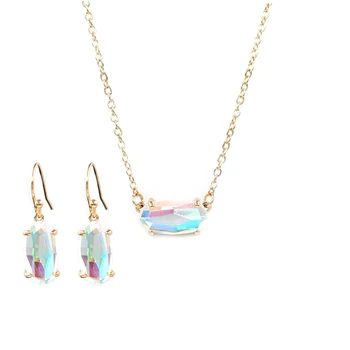 

Hot Selling Mini New Small Geometric Colofrul Crystal Stone Inlay Choker Clear Crystal Stone Pendant Necklace Wholesale