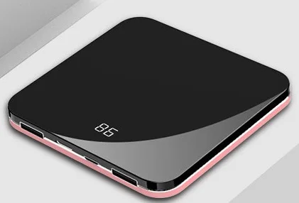 Lantro JS 10000 мАч Мини банк питания цифровой дисплей зарядное устройство Внешний аккумулятор для iPhone samsung huawei Xiaomi беспроводной D76 - Цвет: Rose wireless