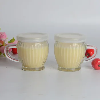 

6pcs/Lot Glass Jam Jars Pudding Glass Bottle 100ML With Handle Cover Candy Yoghourt Jelly Mousse Dessert Jam Milk Cup Bottle