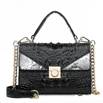 

LILY QUEEN Female Crossbody Bag Alligator Serpentine Chain Metal Lock Ladies Shoulder Bags Handbags