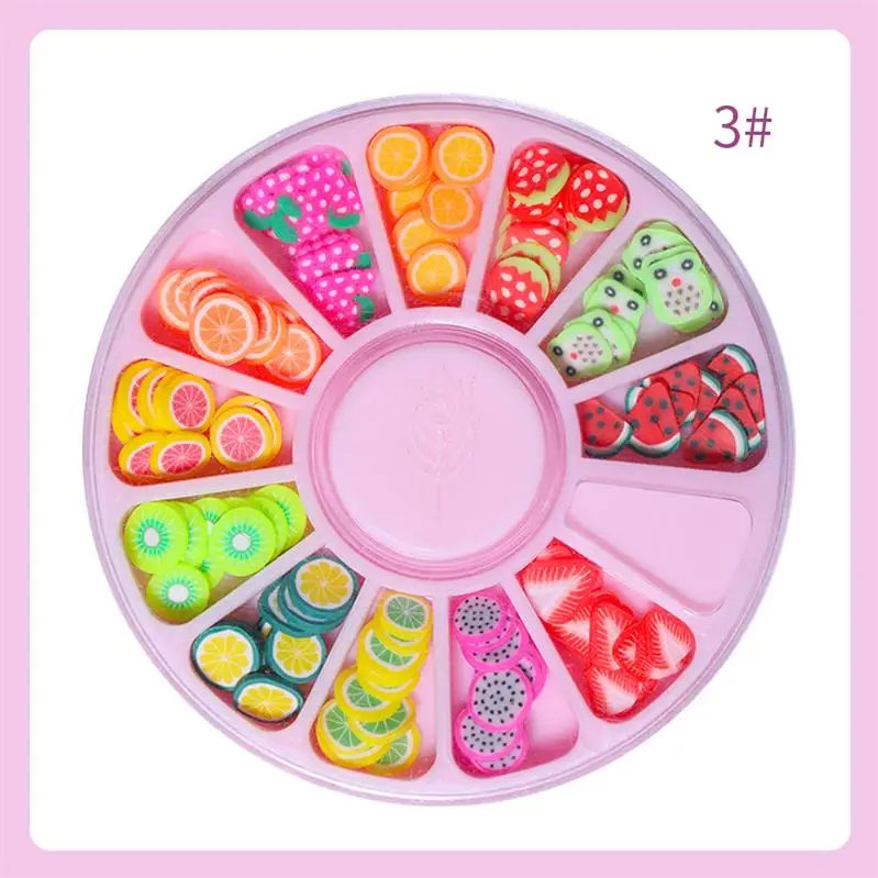 Pattern-3 BORN PRETTY 12 сетки/коробка флуоресцентная фруктовая серия ломтик ювелирный дизайн 3d-украшения для ногтей в колесо для УФ гель ногтей - Цвет: Pattern-3