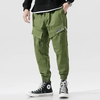 

Thoshine Brand Spring Summer Autumn Men Casual Cargo Pants Joggers 100% Cotton Pockets Thin Streetwear Harem Trousers Ribbons