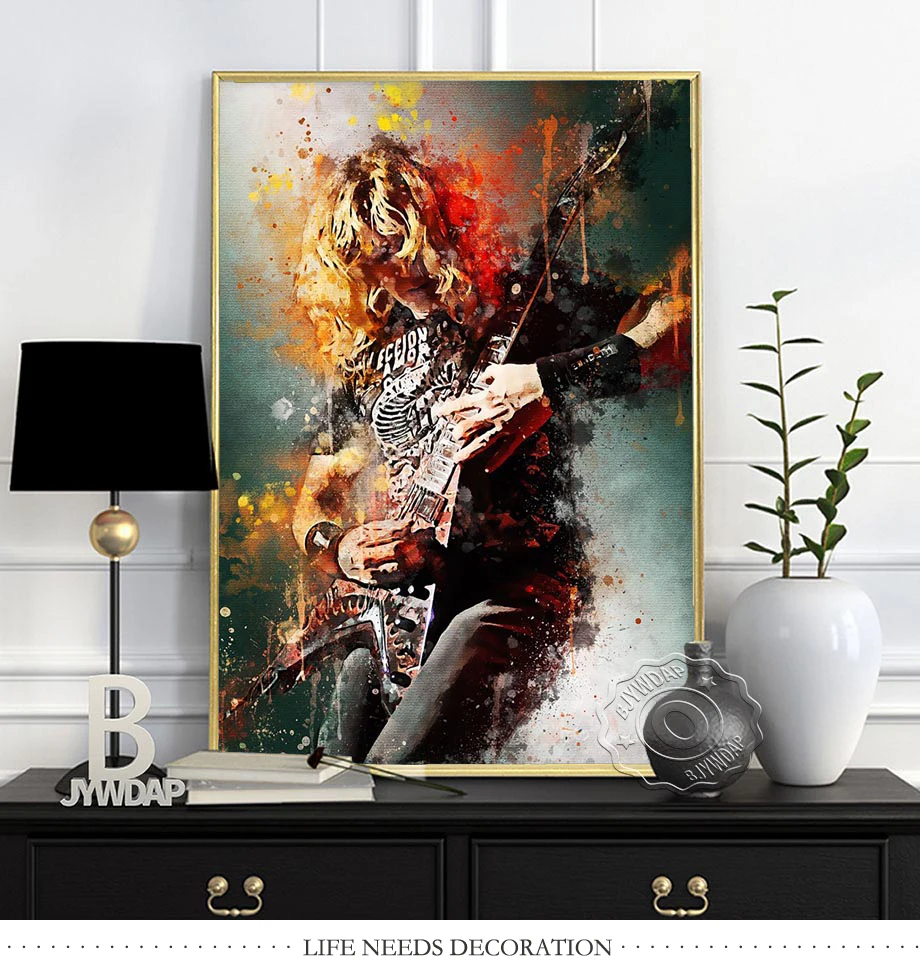 Rock Star Alvin Lee Dark Bg Alex Scolnick Vintage Bob Dylan Guitarist Neo-Expressionism Poster, Fashion Singer Home Wall Decor