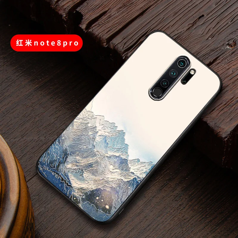 Чехол redmi note8 с тиснением в винтажном Восточно-Азиатском китайском и японском стиле для Xiaomi redmi note 8 pro, чехол с изображением Снежной Горы - Цвет: 3 redmi note 8 pro