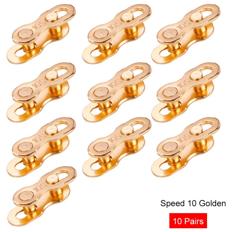 10S Golden 10 Pair Deemount 6/7/8/9/10/11 цепь для скоростного велосипеда соединительных звеньев цепей один 1 Скорость силовая передача цепи разъем быстроразъемные пряжки Серебряные; золотые - Цвет: 10S Golden 10 Pair
