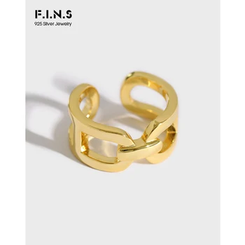 

F.I.N.S Korean Style Woman S925 Sterling Silver Ring 2020 New INS Locked Chain Opening Wide Female Finger Rings for Women