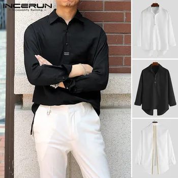 

INCERUN Men's Dress Shirt Brand Long Sleeve Lapel Button Camisa Breathable Patchwork 2020 Business Casual Shirts Men Streetwear