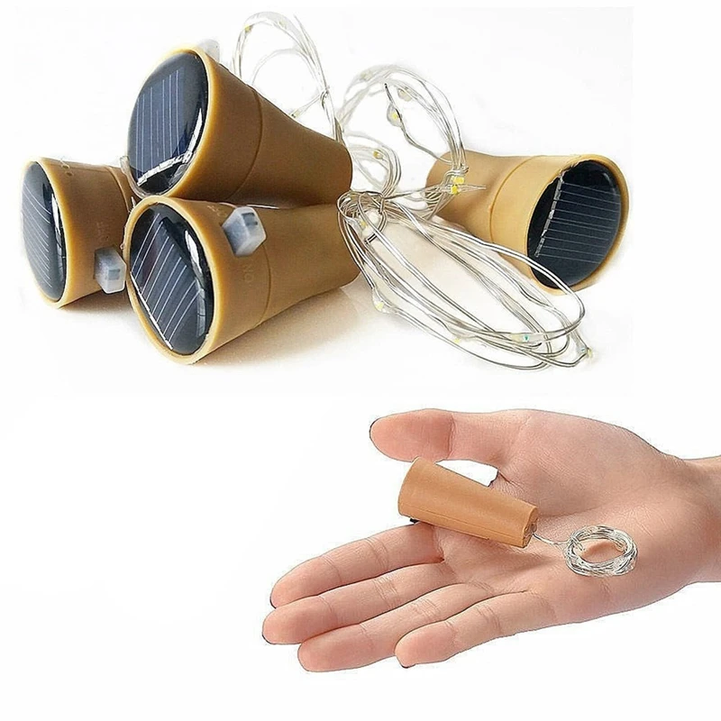 Solar Power Copper Wire String Lights Cork Shaped Wine