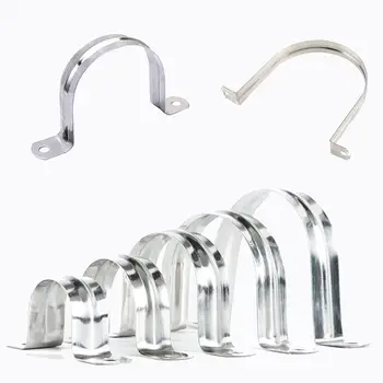 

10Pcs Heavy Duty Rigid Pipe Strap Saddle Clamp Stainless Steel U Shaped Conduit Clamp Hose Pipe Clamps Clips with 2 Holes