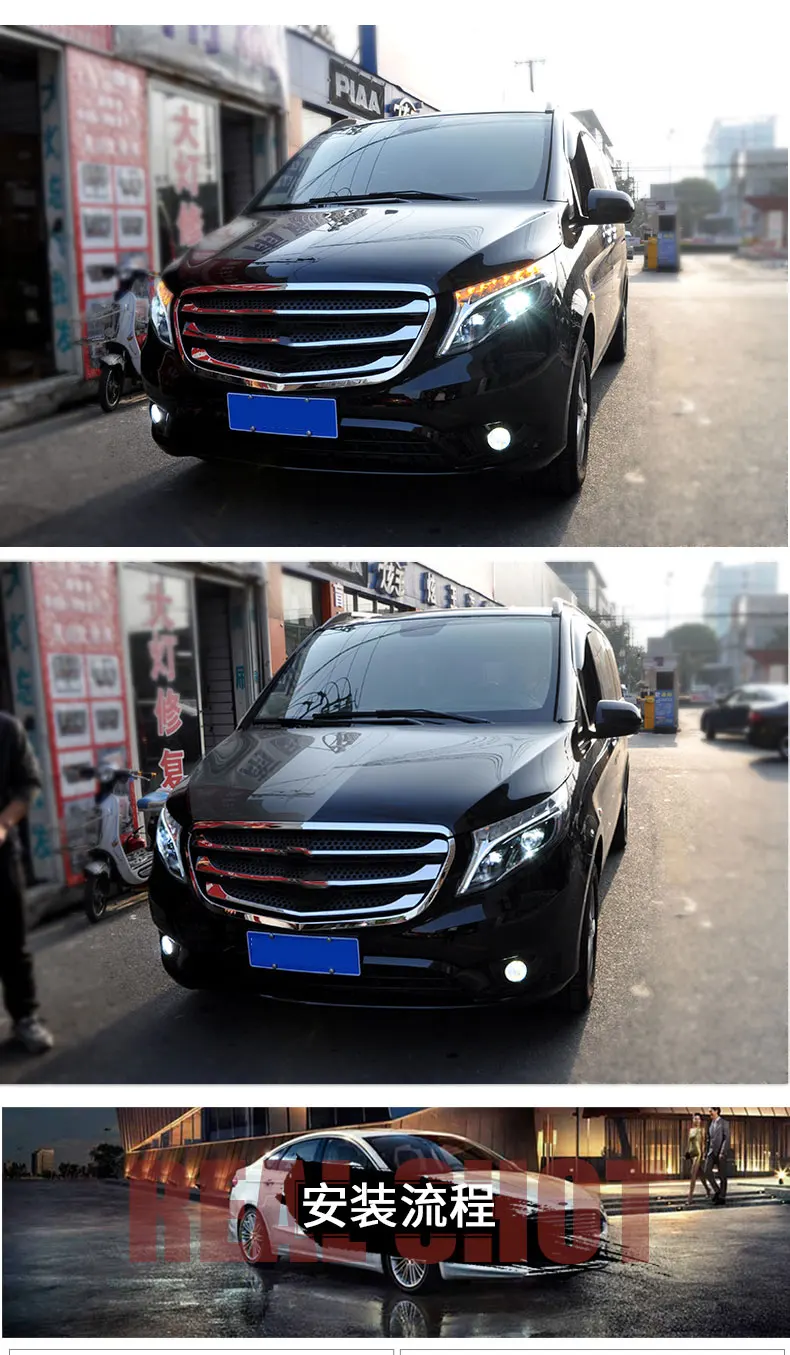 Автомобильный Стайлинг фар для Benz vito фары vito Головной фонарь светодиодный DRL Bi-светодиодный объектив двойной луч дальнего ближнего света светодиодный