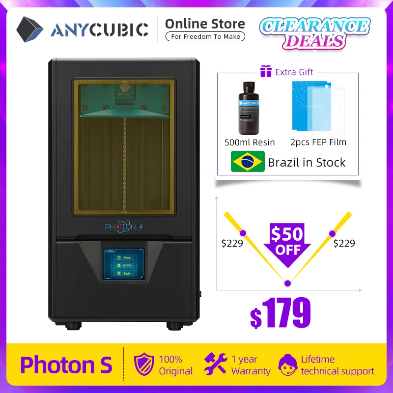 3D-принтер Anycubic Photon S SLA/ЖК-дисплей высокая точность печати двойные направляющие по