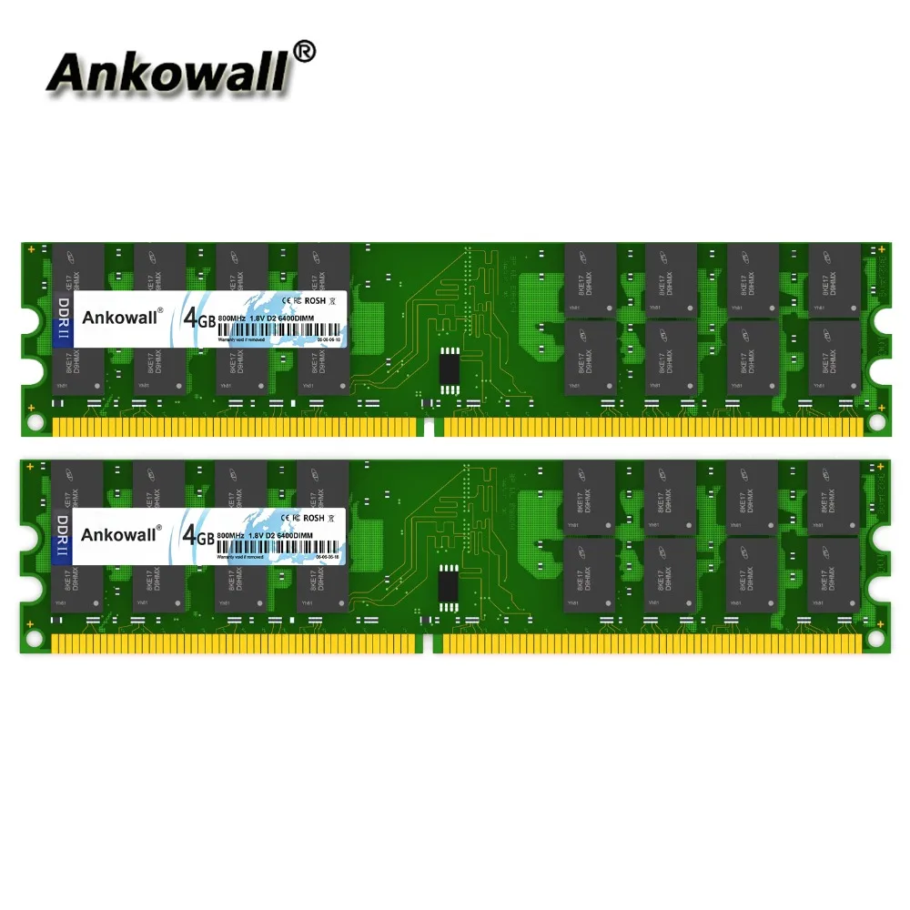 

Ankowall DDR2 800MHz 8GB Kit (2 x 4GB) 4GB RAM 800 MHz DIMM Notebook Memory PC2-8500 Desktop RAM