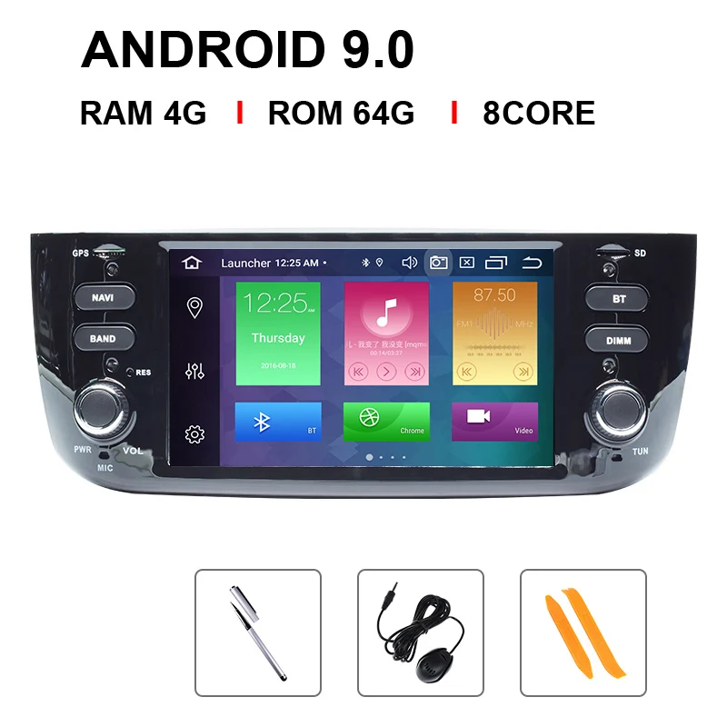 8 Core 64 ROM Ips DSP 4G 64GB Авторадио 1 Din Android 9,0 автомобильный DVD мультимедийный плеер для Fiat/Linea/Punto evo 2012- gps Навигация стерео - Цвет: 8 Core 64 ROM