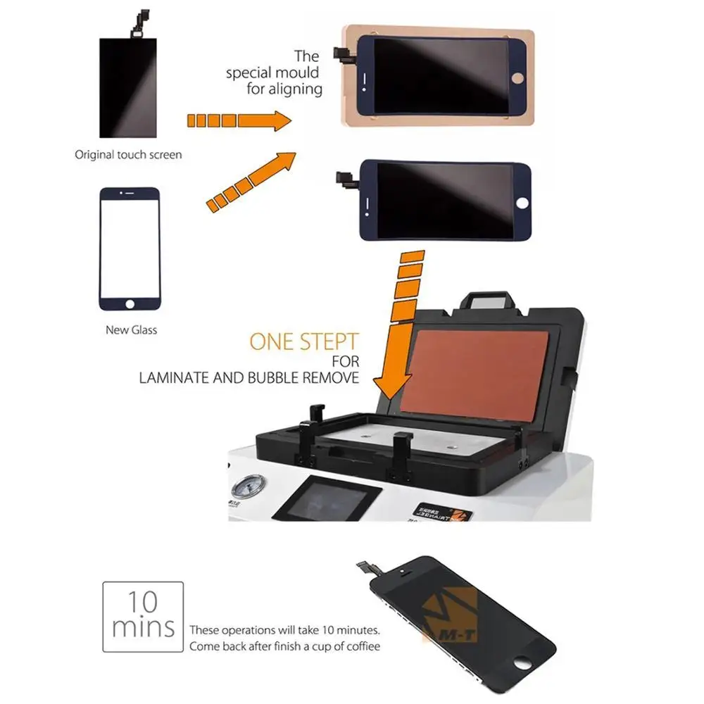  M-triangel 7 Inch Lcd Vacuum Laminating And Bubble Remover Machine Oca Automatic Flat Screen For Ip