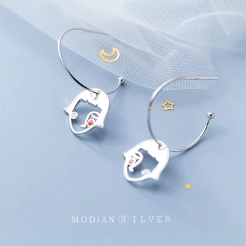 

MODIAN New Cute Girl Face Hoop Earring for Women High Quality 925 Sterling Silver Hook Earring Fashion Original Fine Jewelry