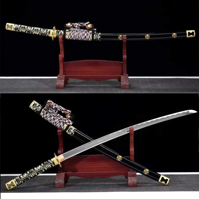 

Red Japanese Samurai Katana Sword 1045 carbon steel Handmade Blade Battle Ready Espadas Sharp Edge Cutting Dragon Guard Practice