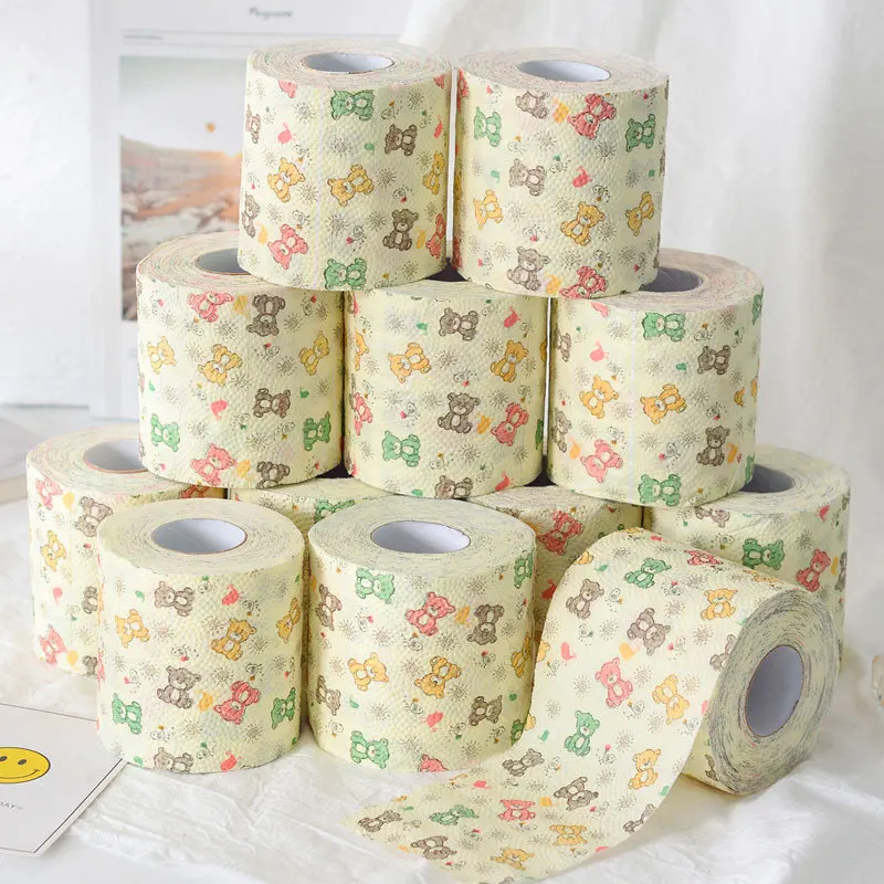 

12 Volume Boxed Bear Roll Paper Love Is Still Printed Paper Towel Cute Cartoon Cored Reel Household Toilet Paper Manufacturers W