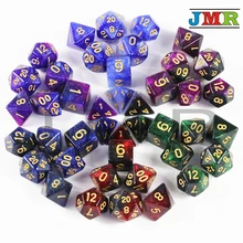 6 цветов Творческий Вселенная Игральный Кубы с рисунками галактики набор D4-D20 с таинственным Королевский Блеск порошок потрясающий эффект для DND RPG вечерние пользу