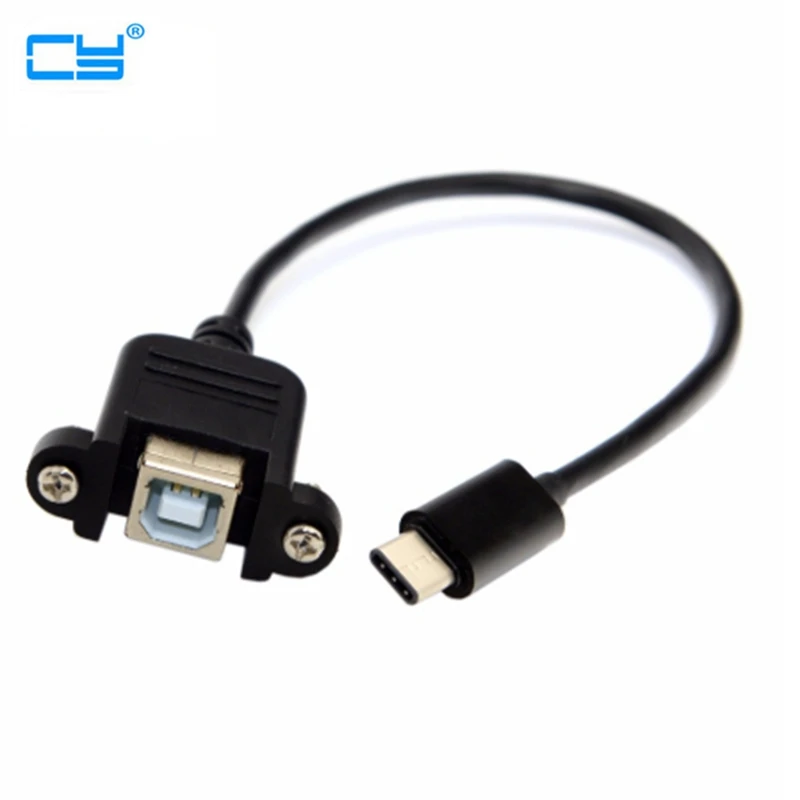 USB3.1 to Printer scanner port conversion cable type-C male stand USB2.0 B female data cables with screw hole pannel 20CM | Электроника