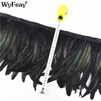 

Black Rooster Feathers Trimming Height 25-30cm/10-12" Feathers for Crafts Carnival Wedding Decoration Dress Skirt Plume Strips