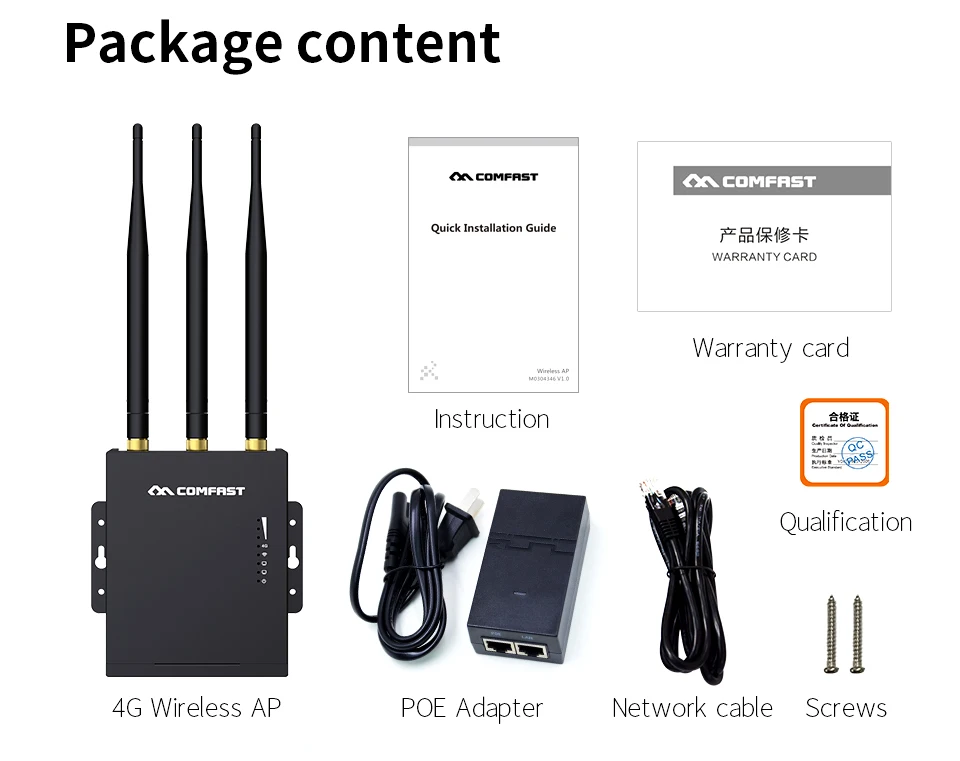 

4G Modem With SIM Card Slot Access Point 2.4G outdoor AP 4G LTE Plug&play WiFi Router Router with 3*5dBi strong signal antennas