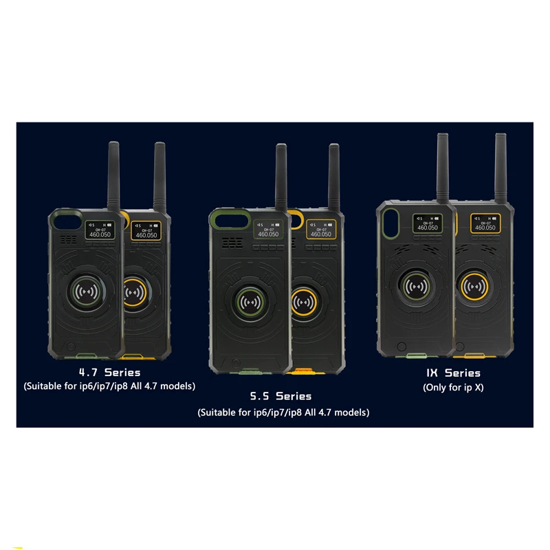 DTNO.I NO.1 IP01 3 in 1 400-470MHZ UHF 5KM Interphone Outdoor Walkie Talkie + 3500mAh Power Bank + Phone Case for iPhone X/6/7/8