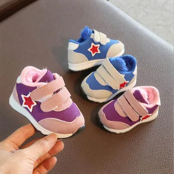 

Kids Boys Girls Sport Shoes Anti-slip Warm Plush Baby Boys Girls Cotton Padded Shoes Infant Toddler Shoes Size 15-19