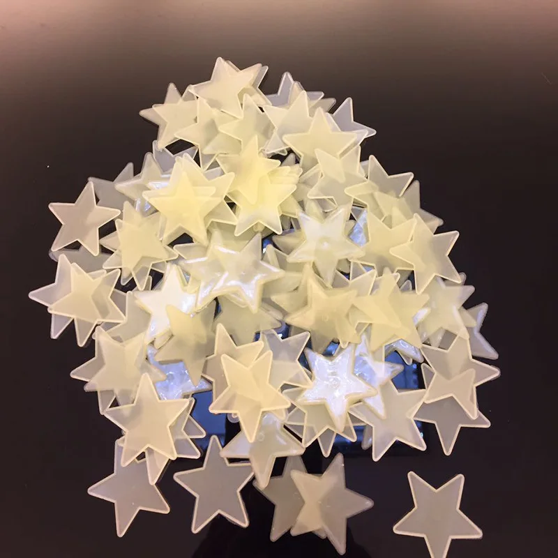 100 шт. светится в темноте игрушка 3 см светящиеся звезды наклейки на стену игрушки для спальни флуоресцентная пластиковая декоративная живопись ПВХ наклейки - Цвет: A Yellow
