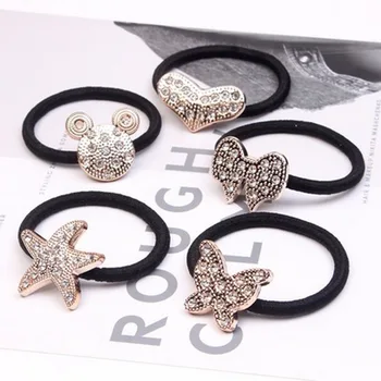 

DHL 500pcs Women Imitation Pearls Butterfly Hair Rope Charm Crystal Rubber Headband Ponytail Gum Elastic Headwear