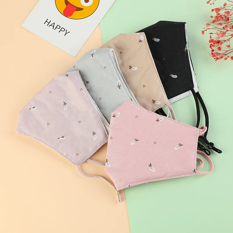 

5/Pcs Washable Printing Mask Non-Disposable Protect Cotton Breathable Dustproof Earloop Adjustable Non Woven Mouth Masks