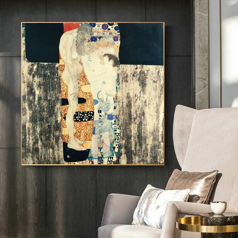 Gustav Klimt Знаменитая Картина на холсте три эпоха женщины плакаты и принты настенные